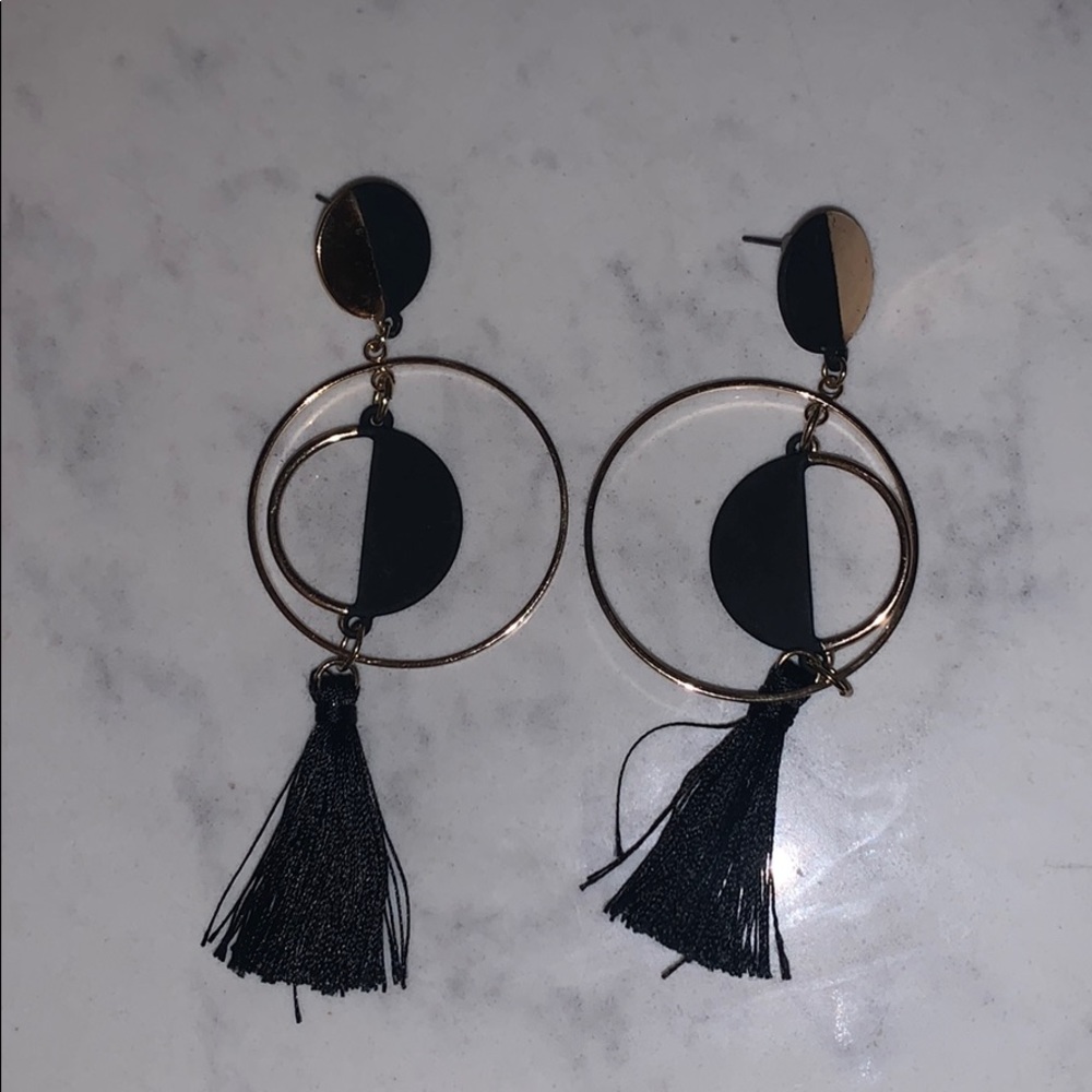 Black and Gold dangle earrings